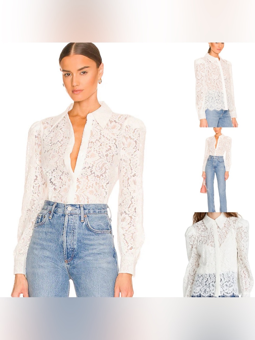 L’AGENCE Jenica Lace Blouse in Ivory sz S